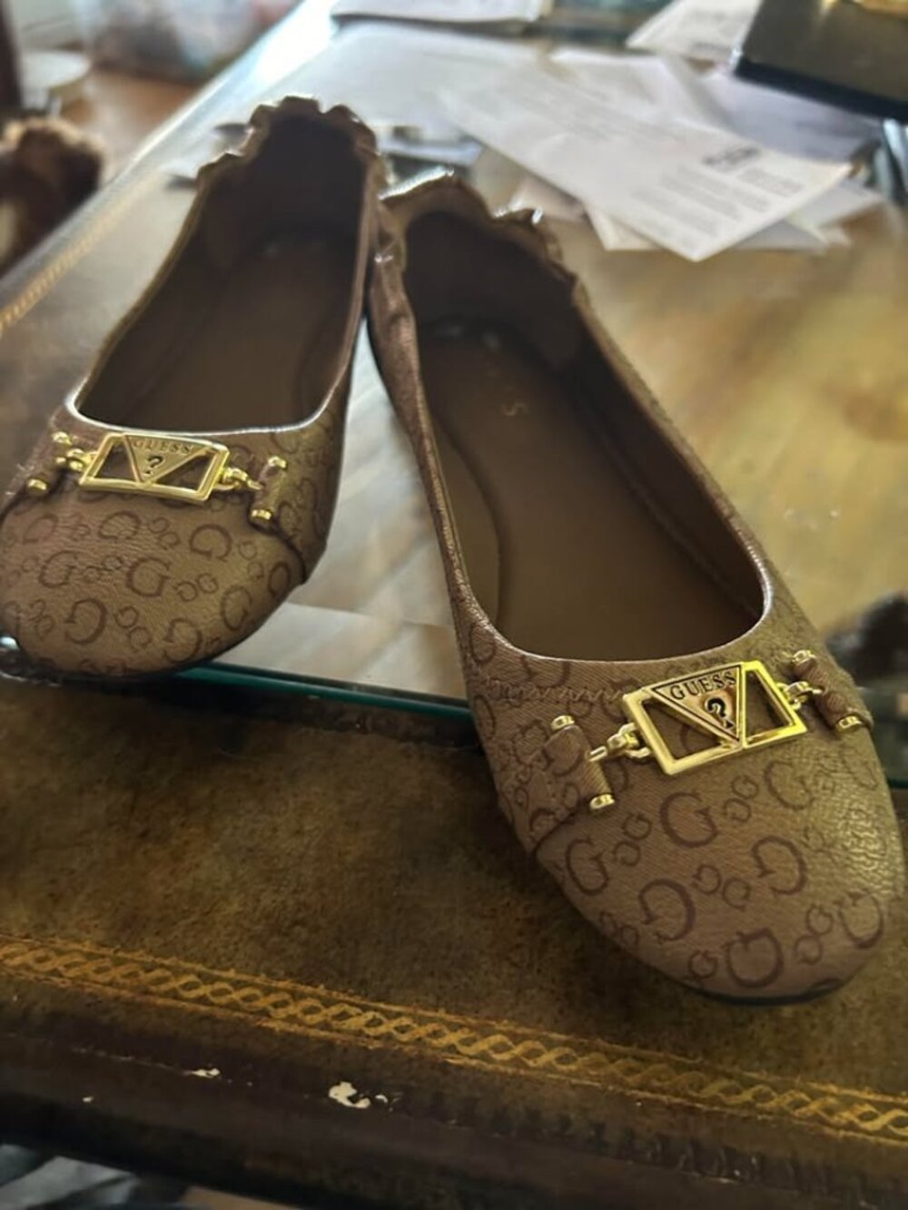 Pair of Brown and Beige GUESS Women's Miffy Ballet